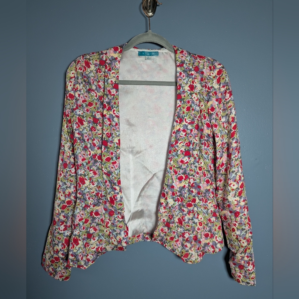 Pim+Larkin Colorful Floral Open Blazer Women's Size Small Spring Summer Workwear
